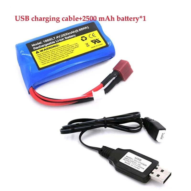 HRB-Batterie Lipo 2S 2500mAh 7.4V pour SCY 16103 16102 16101 JJRC Q130 RC, pièces de voiture RC, batterie au Lithium AA 14 + y