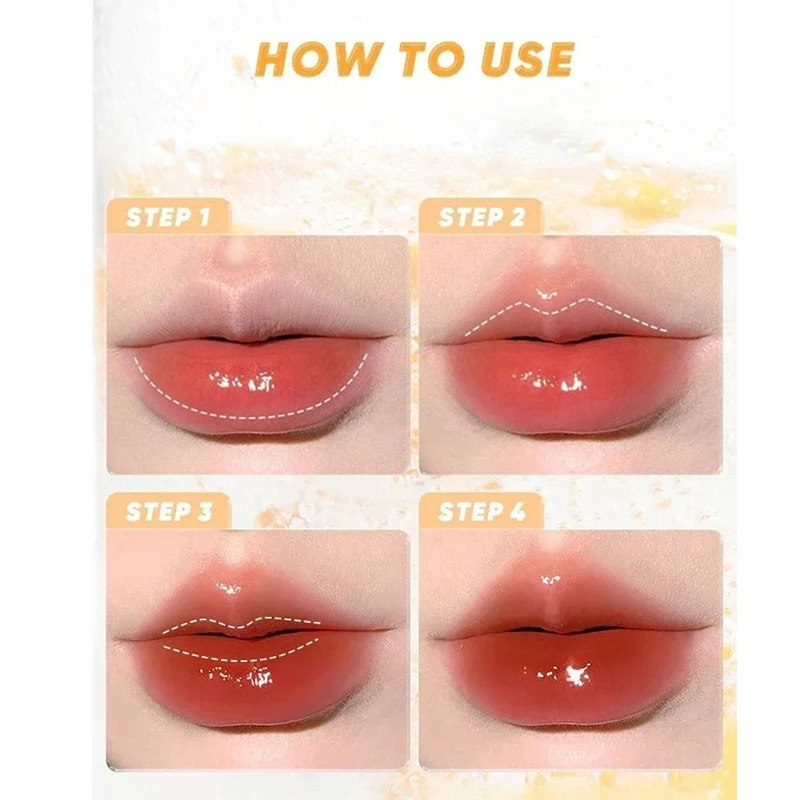 Oranje Ijsthee Lip Glazuur Spiegel Lippenstift Waterdichte Vochtinbrengende Anti-Aanbaklaag Waterlicht Lippenbalsem Metalen Borstelkop Make-Up Cosmetisch