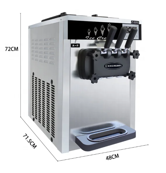 Tabletop Promotion Price Three Flavors Soft Ice Cream Machine Soft Sundae Ice Cream Making Machine with Airpump