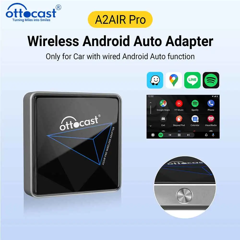 OTTOCAST A2Air Pro Wireless Android Auto Adapter for Android 14 Phone Car Accessories for Kia VW Audi Ford Benz  Chery Chevrolet