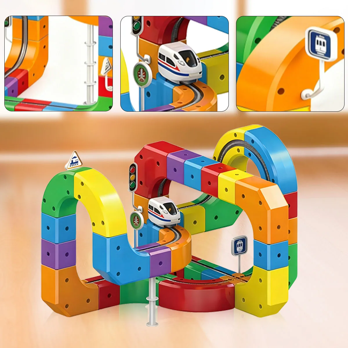 Electric Magnetic Track Set with Anti-Gravity Vehicles 81 Pieces STEM Building Toy Creative DIY Railway Model Gift