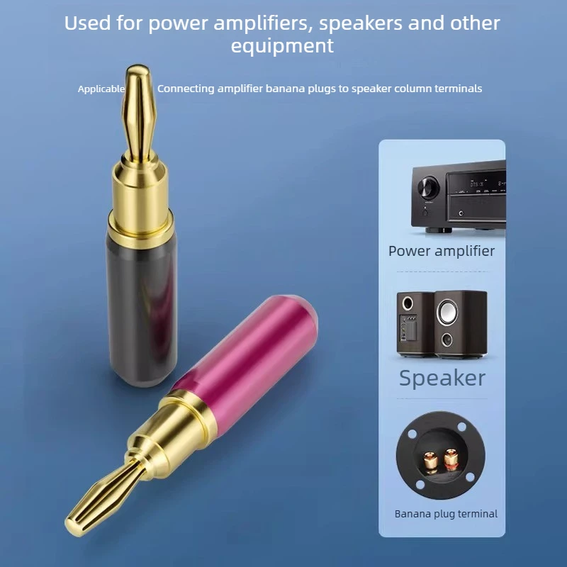 2PCS   Pure Copper Core Speaker Solderless Plug DIY Wiring Terminal Lantern Head 4mm Banana Power Amplifier Audio Connector