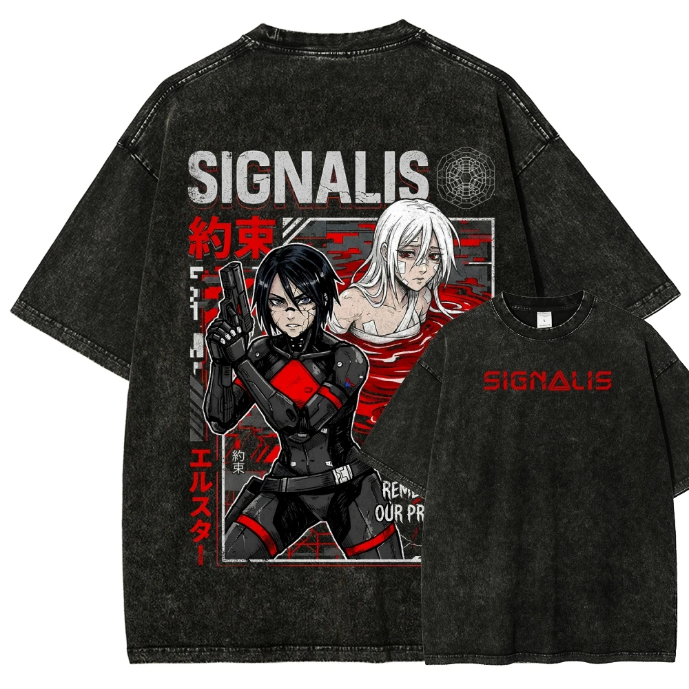 signalis Washed T-shirt 2026 New Model personality Clothes shirt Year round clothing Streetwear Trendy high quality hot product