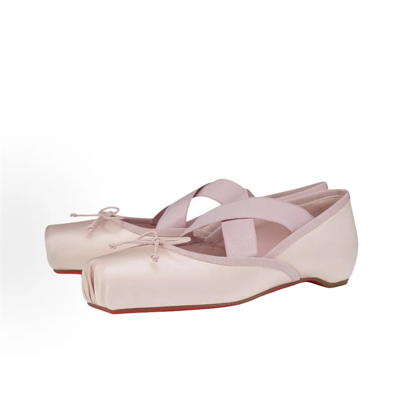 2026 أوروبا وأمريكا جديد إمرأة فاخر عبر حزام راقصة الباليه ساحة أصابع الصلبة الألوان كريستال فراشة عقدة أحذية مصممين #3