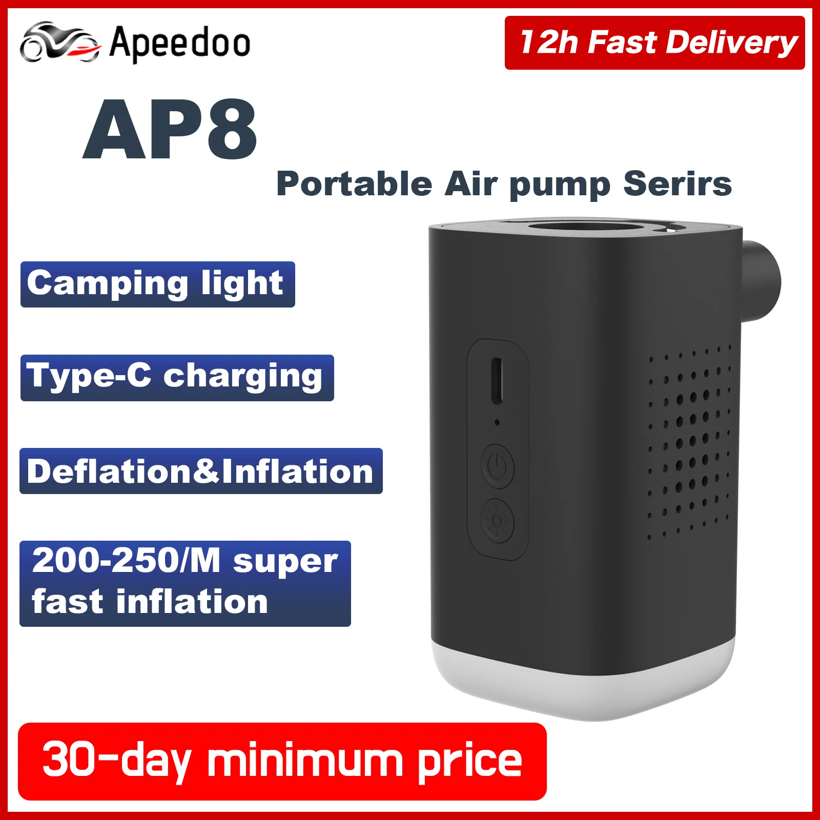 

Apeedoo Wireless Electric Air Pump 3in1 Multi-function Mini Hand-held Air Pump Air Cushion Swimming Ring Powerful Air Pump AP8