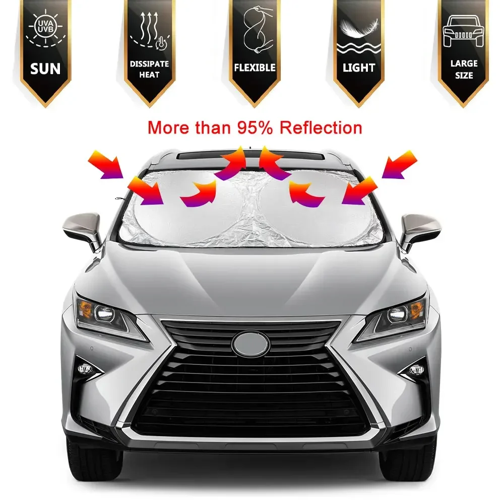 Car Windshield Sun Shade Car Sunshade Cover Visor Protector Interior Anti UV Sun Windscreen Folding Parasol Auto Accessories