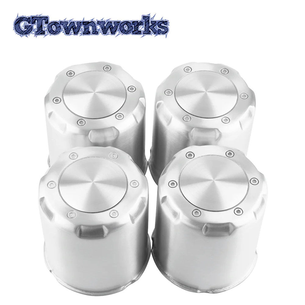 

4pcs 108mm/4.25in 106mm/4.17in Push Through Center Cap for Hole Bearing Truck/ Trailer Aluminium Auto Rim Refit Chrome