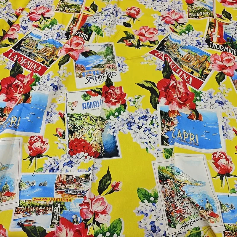 

Поплиновая хлопчатобумажная ткань с принтом фото и гортензии для женского летнего платья, блузки, ткань «сделай сам», швейный материал