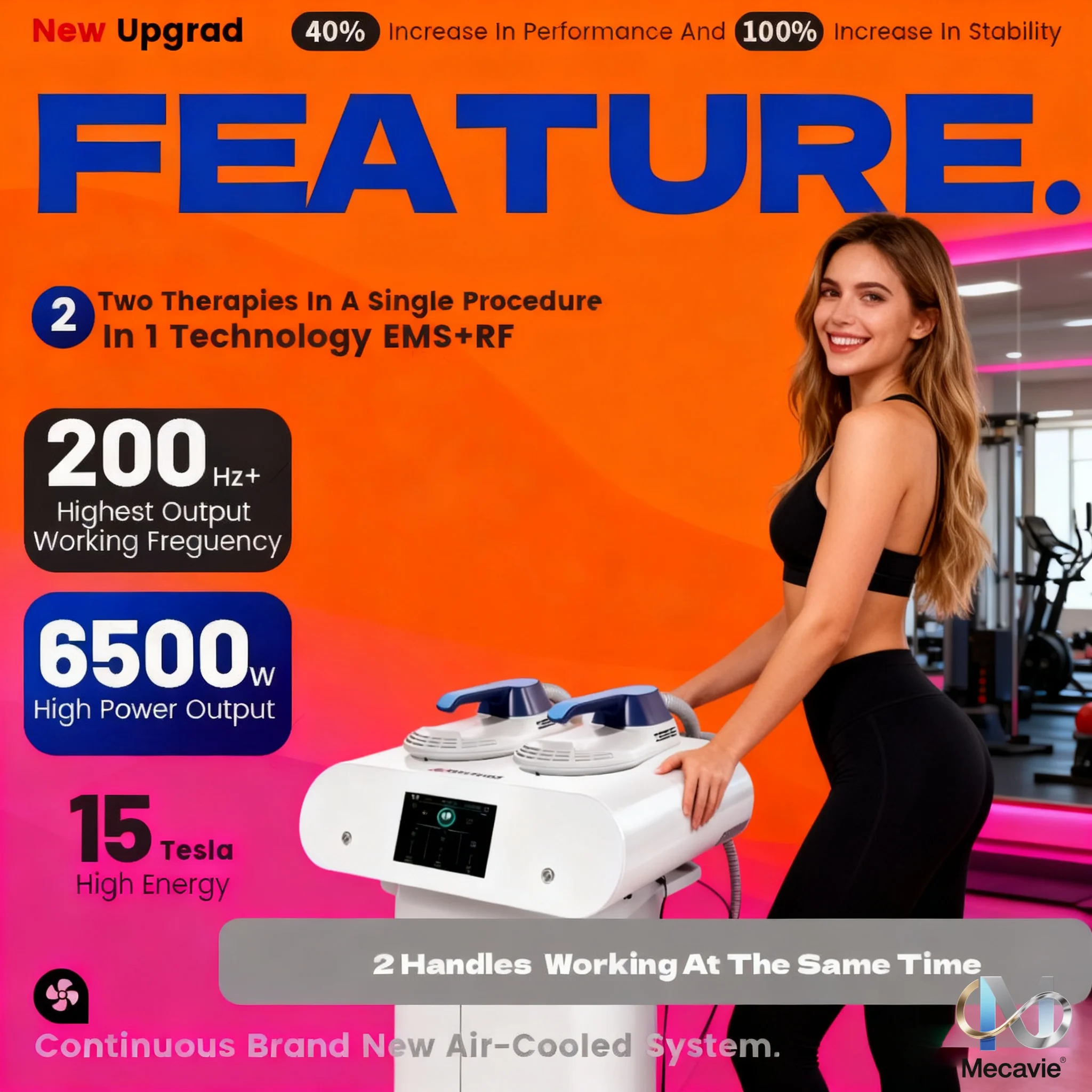 خاص المحمولة 2 مقابض البطن الذراع الساق فقدان الوزن السيلوليت تخفيض العضلات محفز 6500 واط Rf آلة الجسم 2026