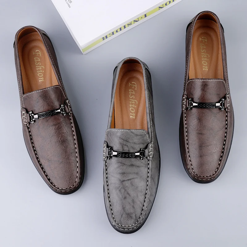 Men Genuine Leather Casual Shoes Fashion Comfortable Tods Luxury Brand Mens Loafers Moccasins Slip On Black Driving Shoes