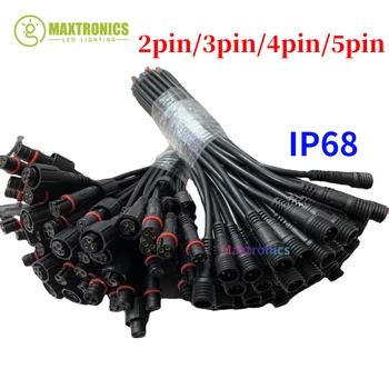 5/10 Pairs su geçirmez Led konnektör erkek dişi fiş adaptörü IP68 2/3/4Pin/5Pin 20CM siyah kablo Led şerit işık modülleri için