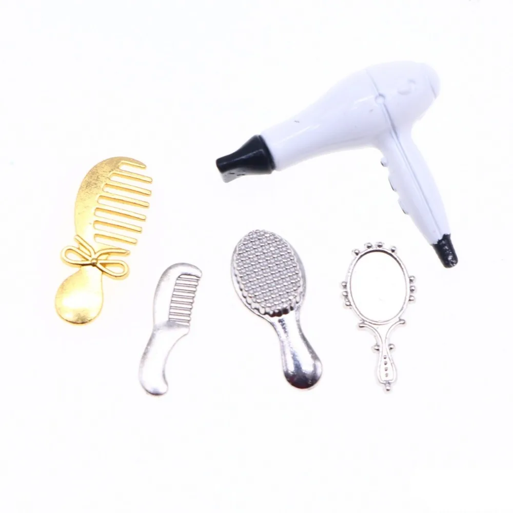 

НОВЫЙ Набор для макияжа для кукольного домика 1/12, пластиковые аксессуары, фен, расческа, модель для сценариев, разноцветный набор инструментов для укладки, подарок