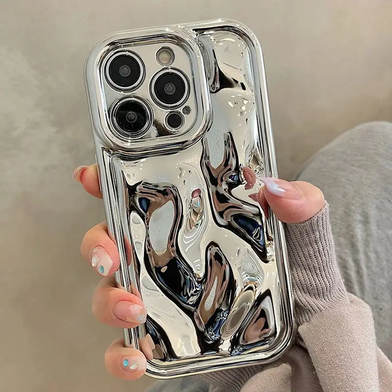 Luxe Glanzende Laser Meteoriet Textuur Plating Case Voor Iphone 11 12 13 14 15 16 Pro Max Xs Xr 7 8 Plus Mode Schokbestendige Hoes