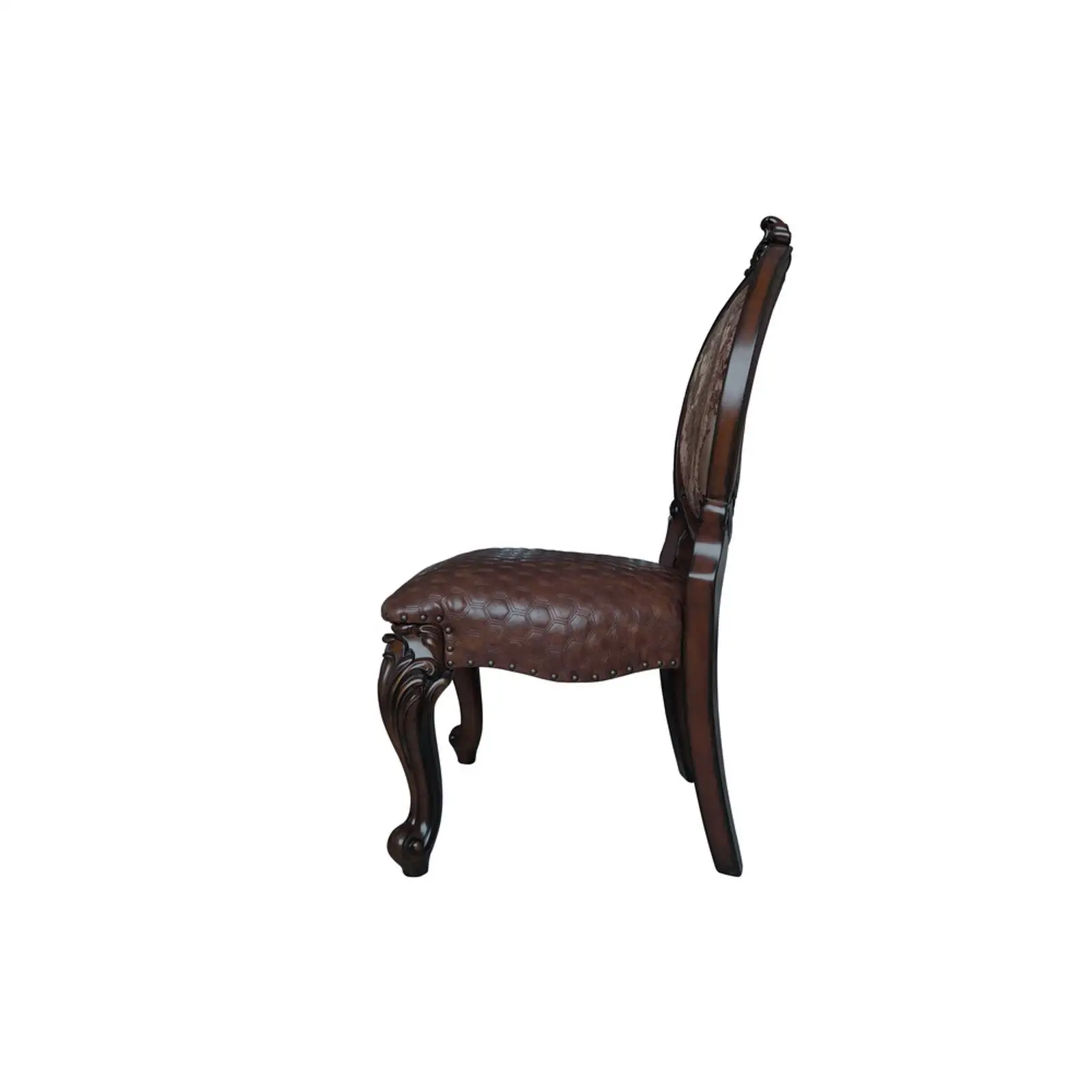 

Classic Cherry Side Chair Set Oversized Scrolled Legs Nailhead Trim for Home Dining Seating Decor