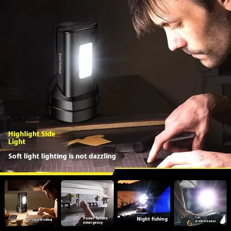 Philips 2025 Hand-Cranked Flashlight Self-Generating Stepless Dimming Super Long Battery Life Emergency Portable Light Source