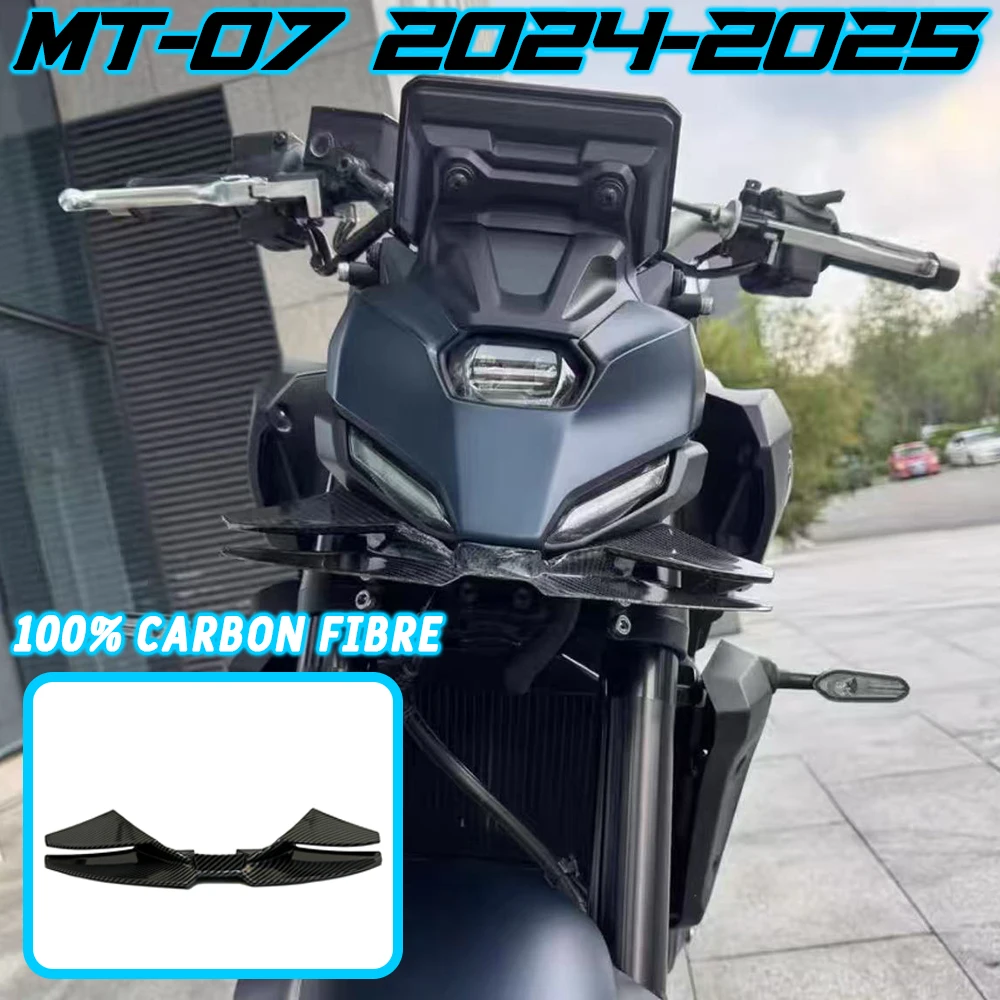

For YAMAHA MT-07 MT07 2024-2025 Carbon Motorcycle Naked Front Spoiler Winglet Aerodynamic Wing Kit Spoiler motorcycle accessorie