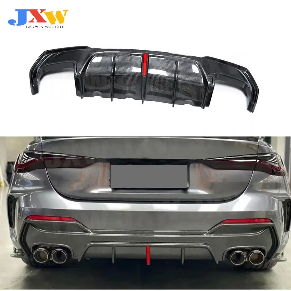 

For BMW 4 Series G22 G23 Coupe 2021 + Carbon Fiber Rear Bumpers Lip Diffuser With LED Light Car Styling Bodykits