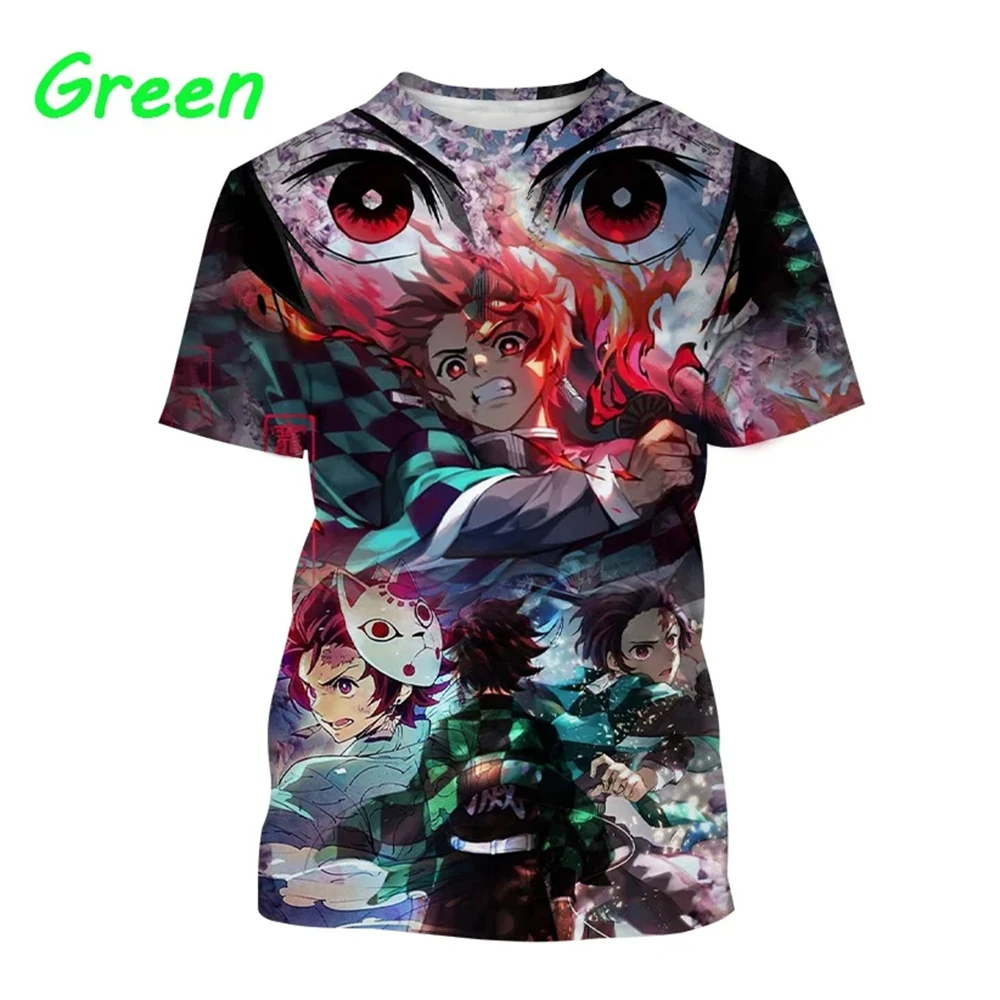 

2025 New Kamado Tanjirou Fashion Personality T-Shirt Anime Demon Slayer 3D Printing Casual Round Neck Short Sleeve Tops Clothing