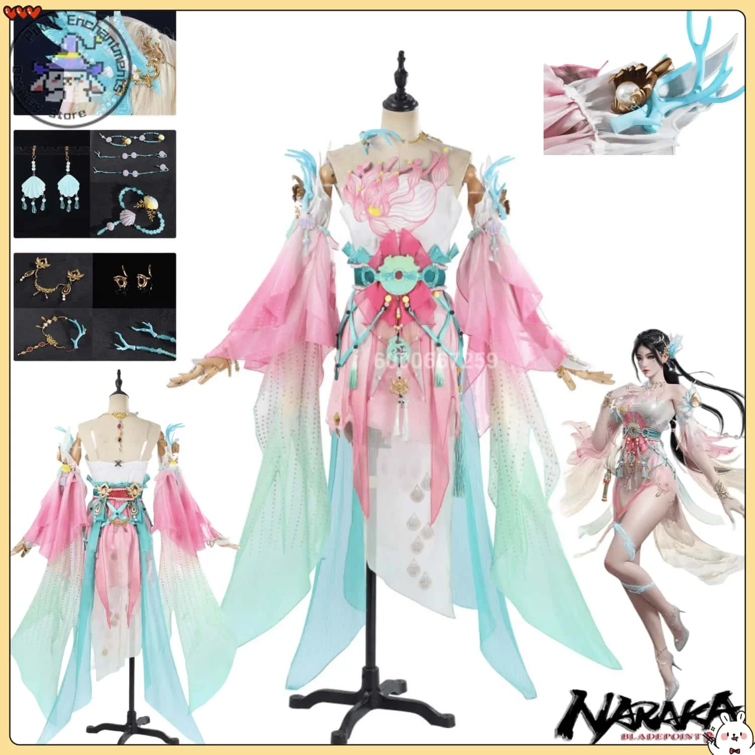 

Game Naraka: Bladepoint Gu Qinghan Cosplay Costume Anime High Quality Princess Pink Dress for Women Girls Role Play Comic Con