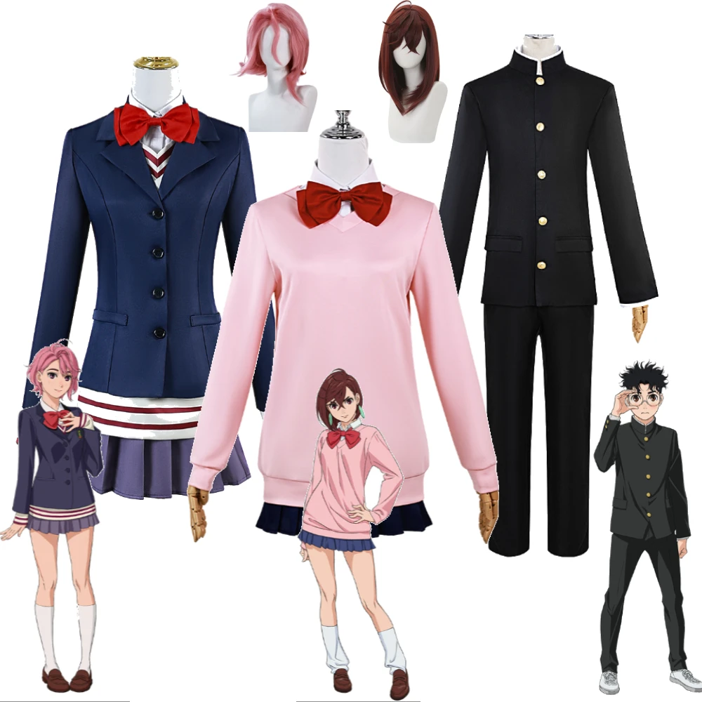 

Dandadan DDD Cosplay Costume Ayase Momoko Takakura Ken Shiratori Aira School Uniform Set with Necktie Socks Wig for Women Men