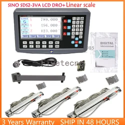 SINO SDS2-3VA Kit di lettura digitale LCD a 3 assi e 3 pezzi encoder lineari in vetro KA-500 per tornio