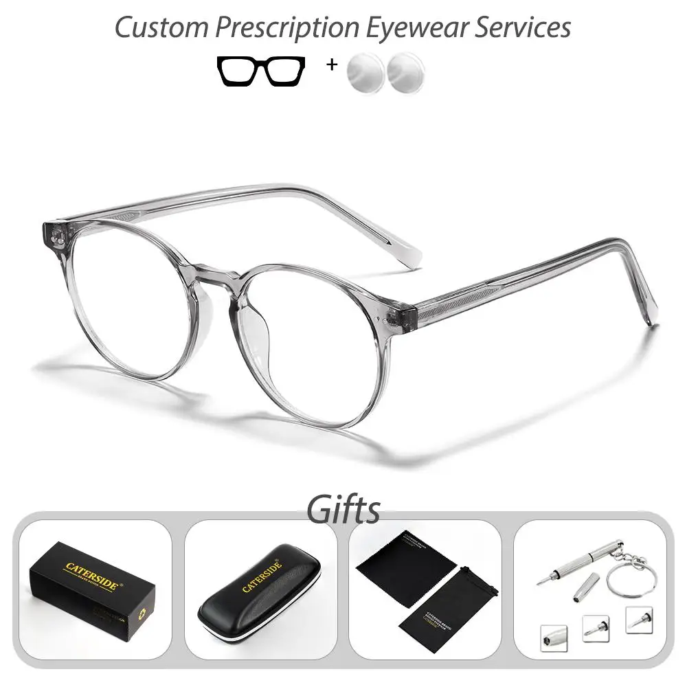 CATERSIDE Herren-Korrektionsbrille, Brechungsindex 1,56, Anti-Blaulicht-Rundgläser, Damen-Lesebrille für Kurzsichtigkeit und Weitsichtigkeit – Detail 7