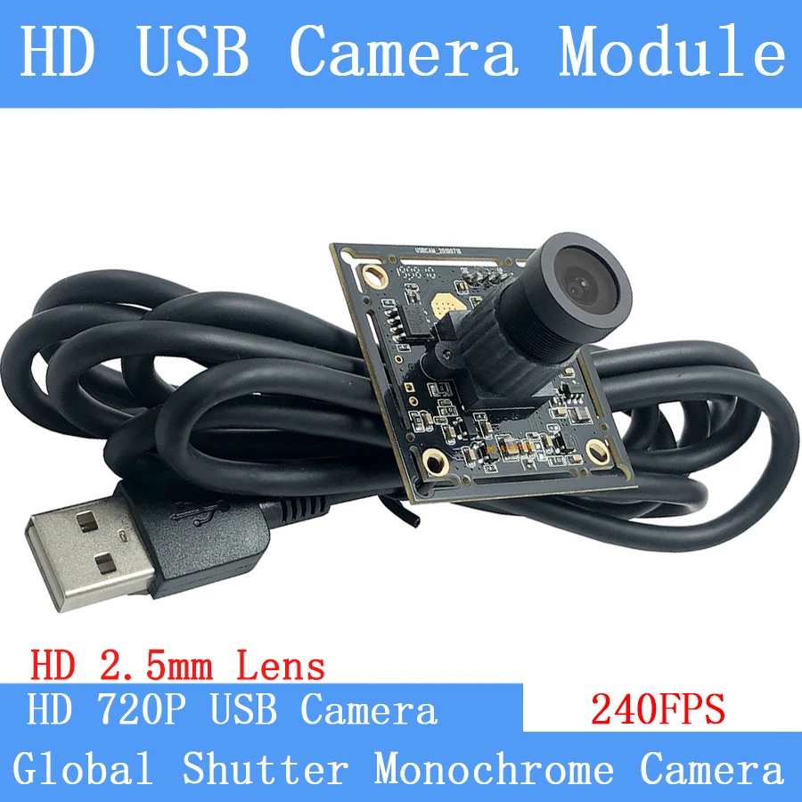 

Plug Play HD 640*400 240FPS 120FPS USB Camera Module 720P Monochrome Global Shutter OTG UVC USB Webcam Linux