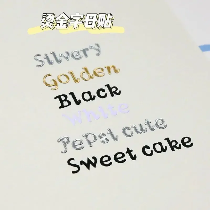 1 Sheet PVC Waterproof Durable Korean Golden Silver English Letter Stickers for Photos Albums Decoration view 3