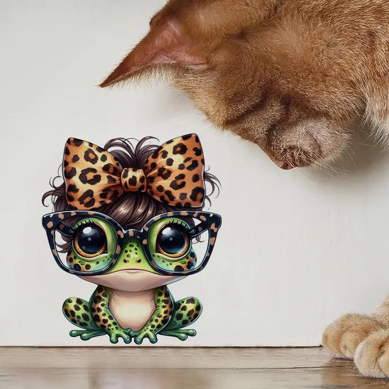 1 pegatina divertida de rana leopardo para mujer, pegatina de pared para el hogar a prueba de agua, utilizada para pared, baño, gabinete, puerta,