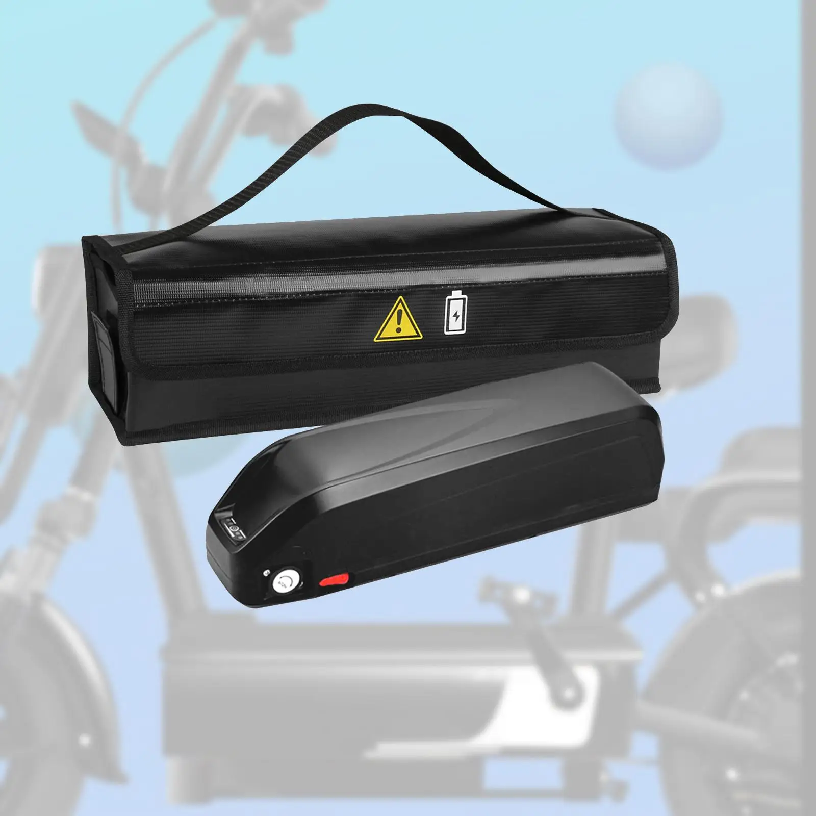 Electric Bike Battery Bag Protective Cover Zipper Closure Fireproof Flame