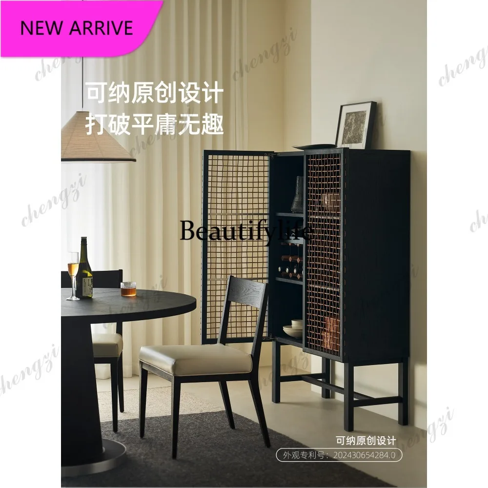 M132 Side cabinet floor-to-ceiling cowhide rattan living room home storage cabinet bedroom storage cabinet
