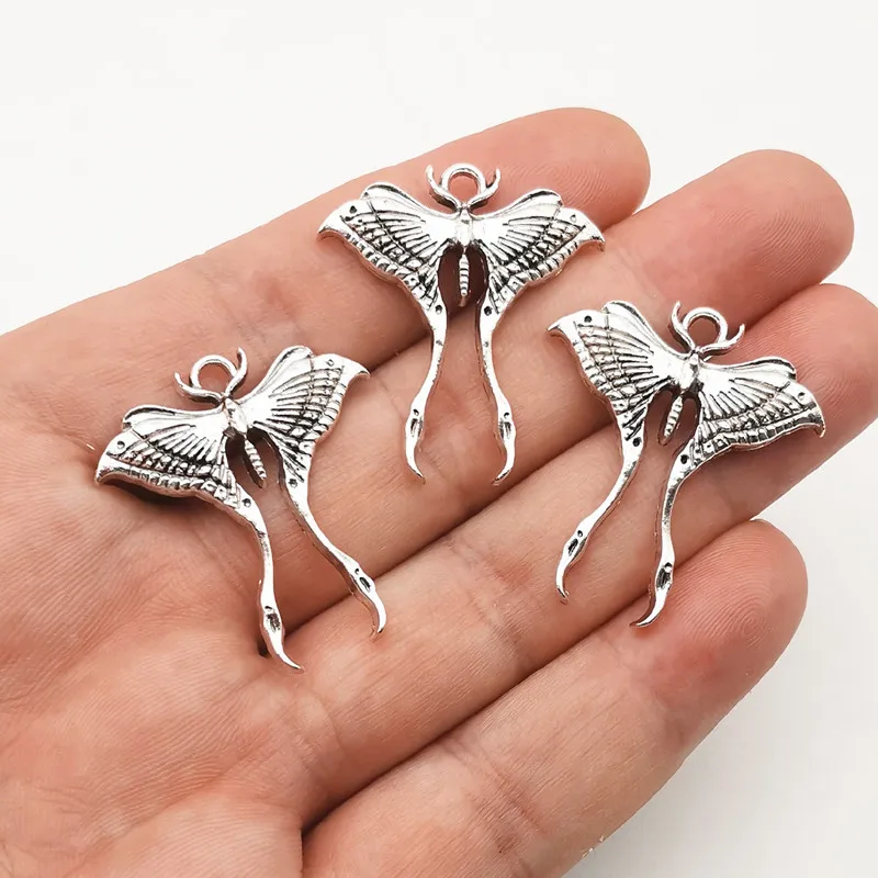 10Pcs/Lot 34.5*31mm Goth Butterfly Moth Charm Luna Moth Charms Pendant Designer Charms Fit Jewelry Making DIY Jewelry Findings