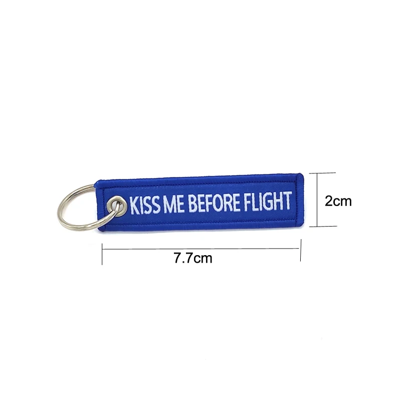 Kiss Me Before Flight Key Chains Embroidery Ribbon Textile Aviation Gift Keychain Women Men Flighe Crew Key Pendant