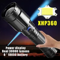 XHP360 300W Super Bright LED Flashlight Rechargeable Tactical Torch Long Zoom Outdoor Emergency Camping Lantern 18650 Battery