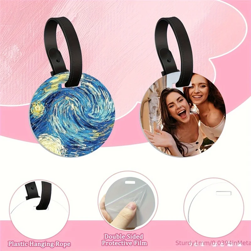 ABRT-Sublimation Blanks Double Sided Luggage Tags, For DIY Craft Gifts Travel Sports Bag Tags Straps Included