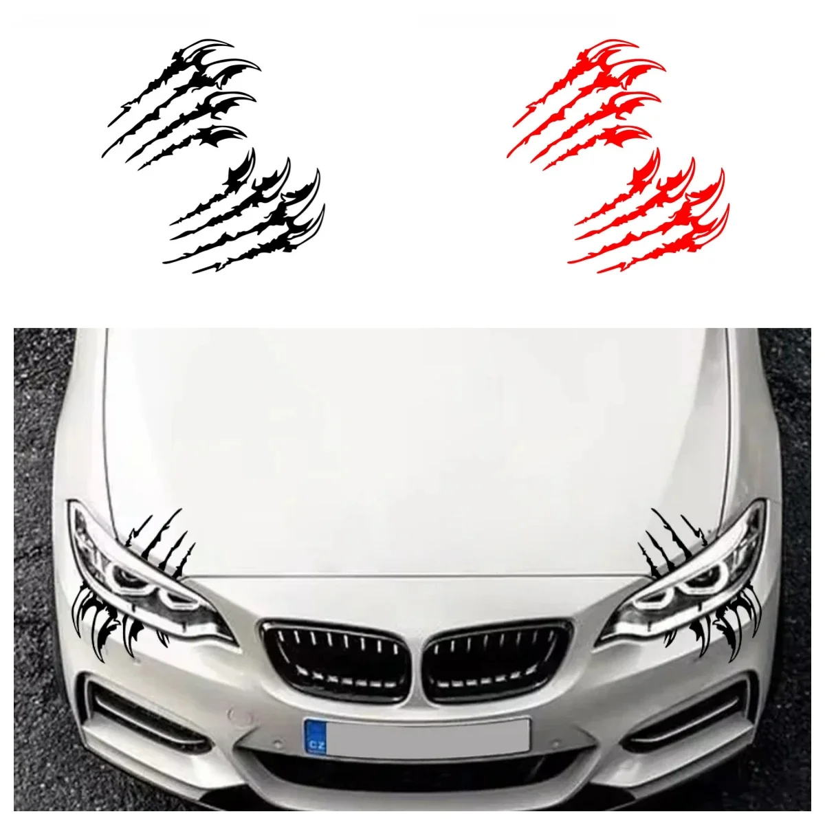 

2Pcs Car Vinyl Decal Sharp Claw Sticker Waterproof Removable for Car Motorcycle Laptop Auto Body Decoration
