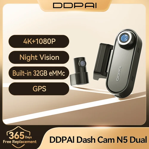 DDPAI 4K Dash Cam N5 Doble frontal y trasera 4K Ultra HD Resolución AI Dash Camera NightVIS ADAS GPS Registro automático