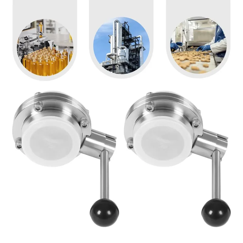 

2Pcs Outer φ6.4cm/2.52in Inner φ4.8cm/1.89in Butterfly Valve 1.6MPa with Handle