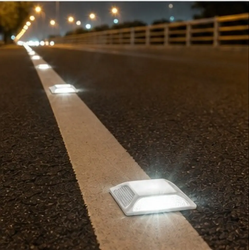 4Pcs Sign Reflectors Road Stud Markers for Driveway Pavement Highway Sidewalk Lane Safety Highly Visible Night Use