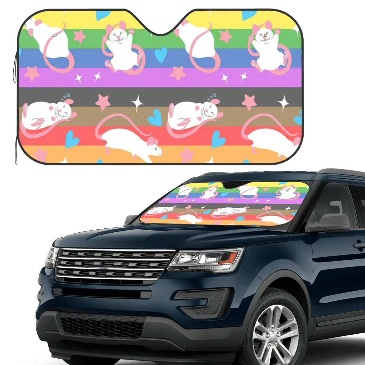 

ЛГБТК гордость крыса узор Радужный солнцезащитный козырек лобовое стекло автомобиля переднее лобовое стекло солнцезащитный козырек аксессуары чехлы