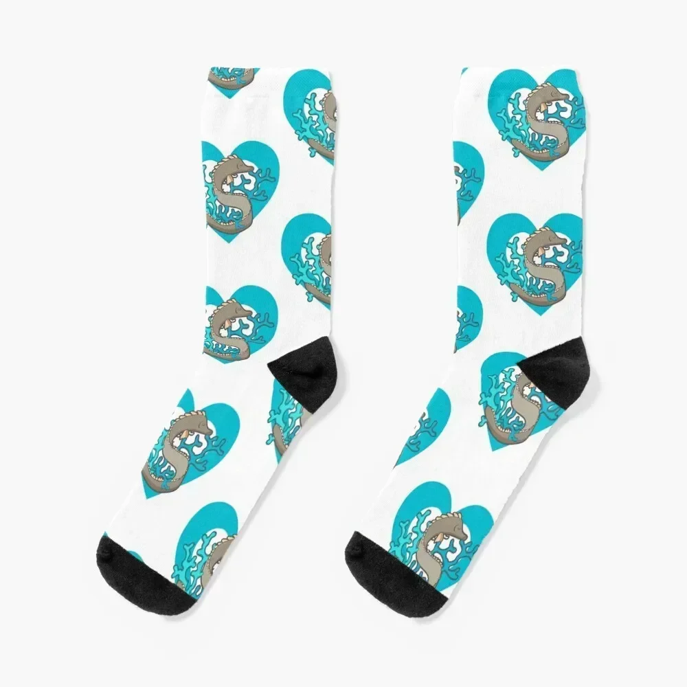 Cute Eel Lover Heart Socks cartoon set Men's Socks Women's