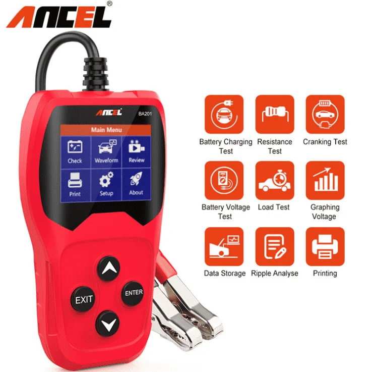 ANCEL BA201 car battery tester 220Ah 2000CCA 12V battery analyzer