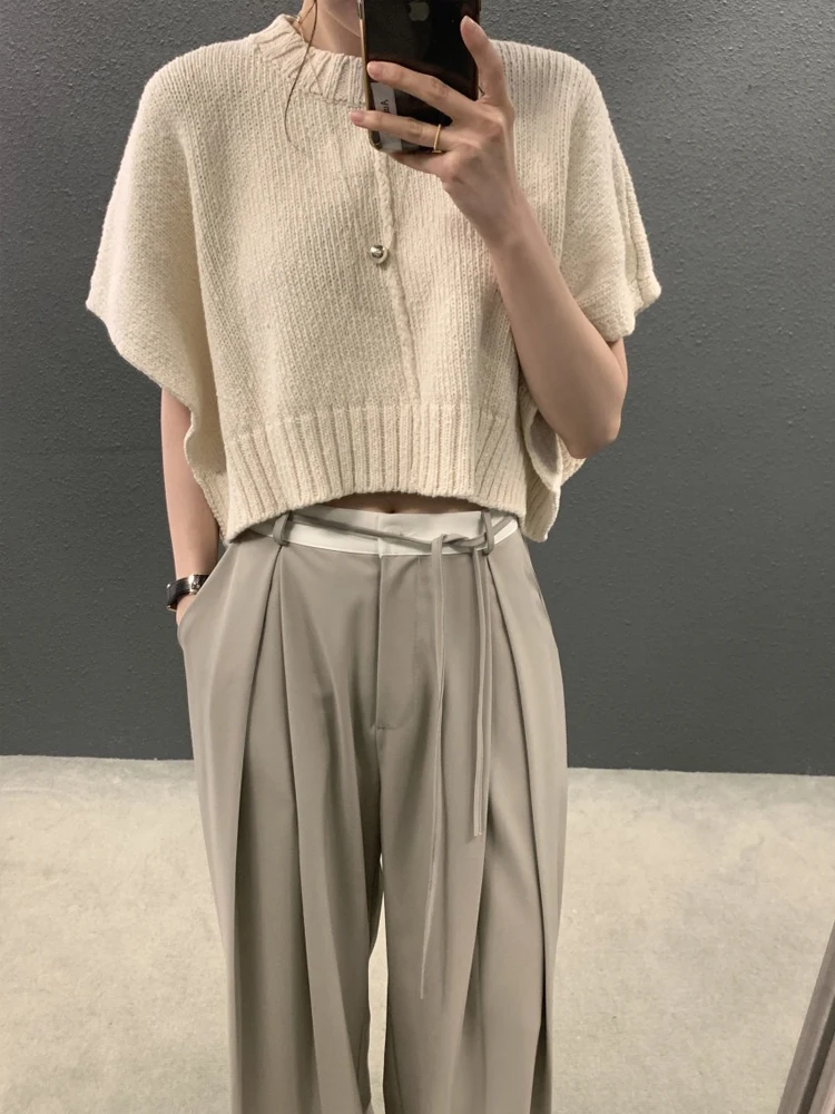 

Chic ort Sve round Ne Knitwear Women's Sle Early Spring Slimming Outerwear Korean Version Commute Loose Fit Knitted Top