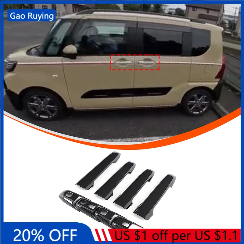 

For Daihatsu Tanto Funcross Canbus 2020-2023 ABS Black Car Door Handle Decoration Cover Sticker Car Accessories