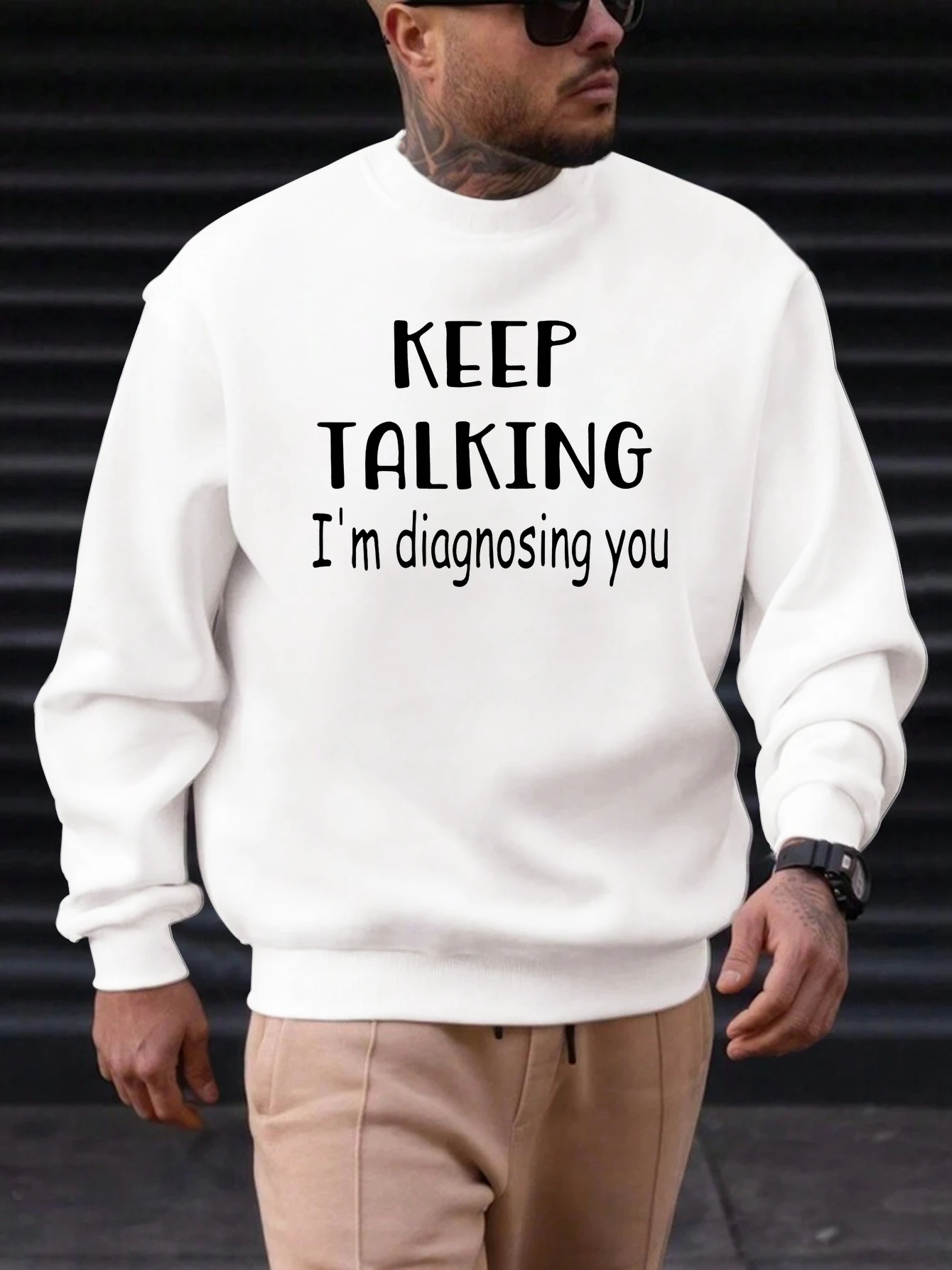 

2025 New Sweatshirt For Men's KEEP TALKING Pattern Printing Cotton Round Neck Fashion Casual High Quality Daily Top Clothing