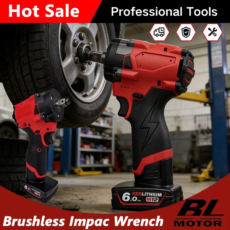 

Бесщеточный аккумуляторный ударный гайковерт Milwaukee M12 1/2 дюйма для ремонта автомобилей и грузовиков, шуруповерт, перезаряжаемый электроинструмент