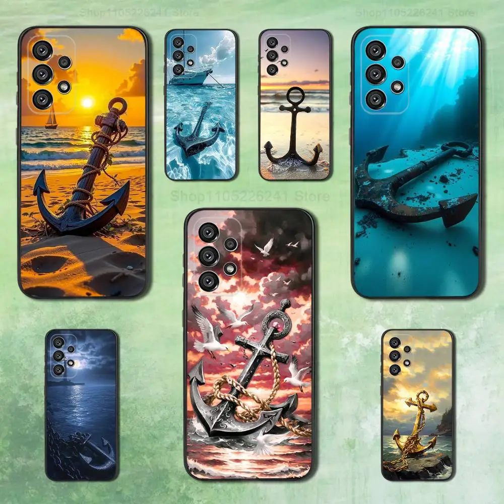 

Painting Art Anchor Phone Case For Samsung Galaxy A73,31,32,72,41,53,52,71,22,5G,Note,J7,8,9 Soft Black Silicone Cover