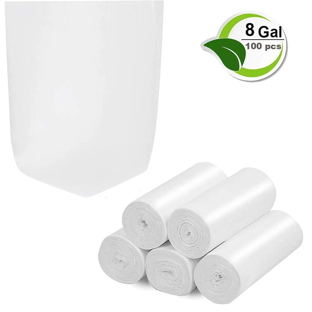 8 gallon compostable garbage bags, can be put into tall kitchen garbage bags, trash can liner white(100 pcs 20-30 L)