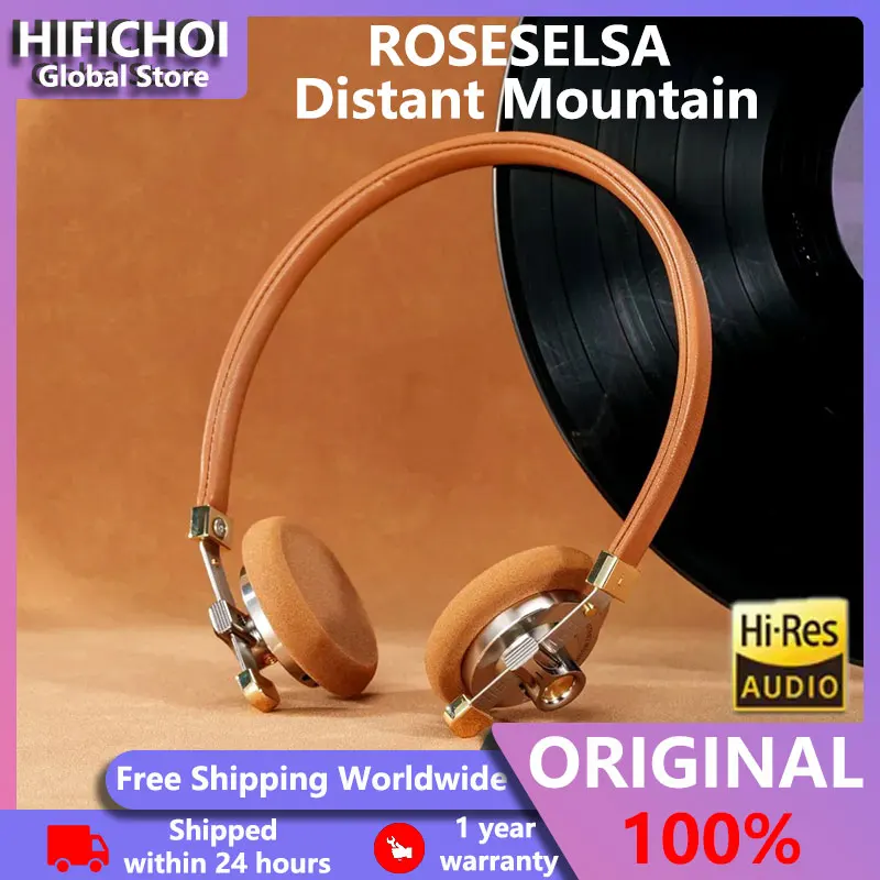 

ROSESELSA Distant Mountain Retro On-Ear Wired HiFi Headsets 40mm Diaphragm Driver Vintage Metal Headphones with MMCX/3.5mm Plug