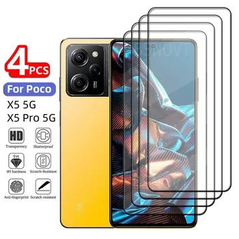 Poco X5 Pro cam için 1/2/3/4 adet Xiaomi Poco X5 Pro temperli cam telefon tam kapak tutkal 9H HD ekran koruyucu Poco X5 Pro 5G